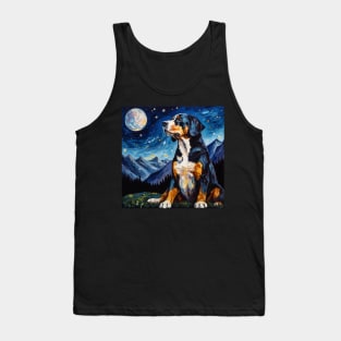 Greater Swiss Mountain Dog portrait Starry Night Tank Top